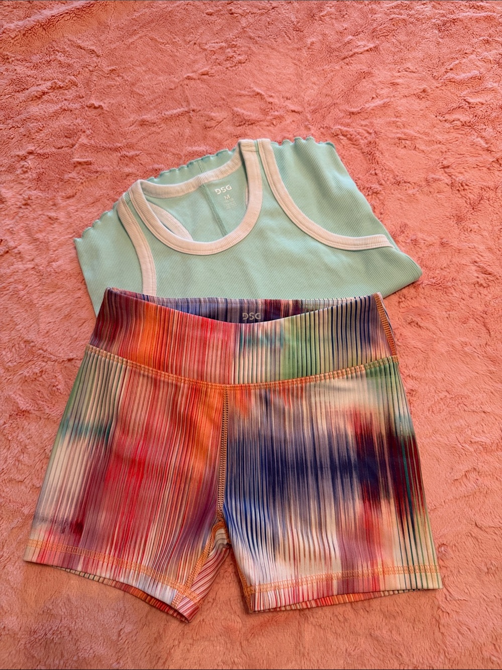DSG Mint Ribbed Tank with Multicolor Shorts